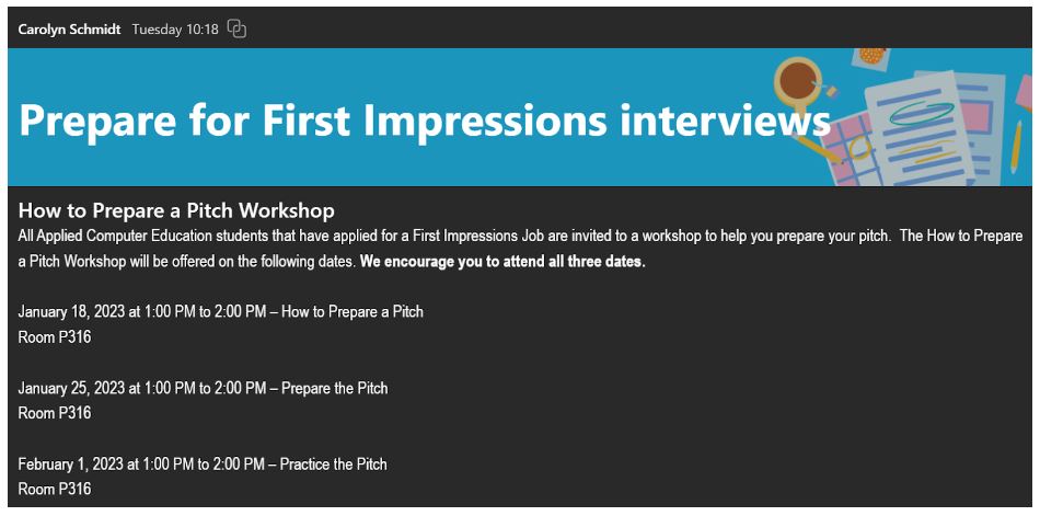 Preparation for First Impression